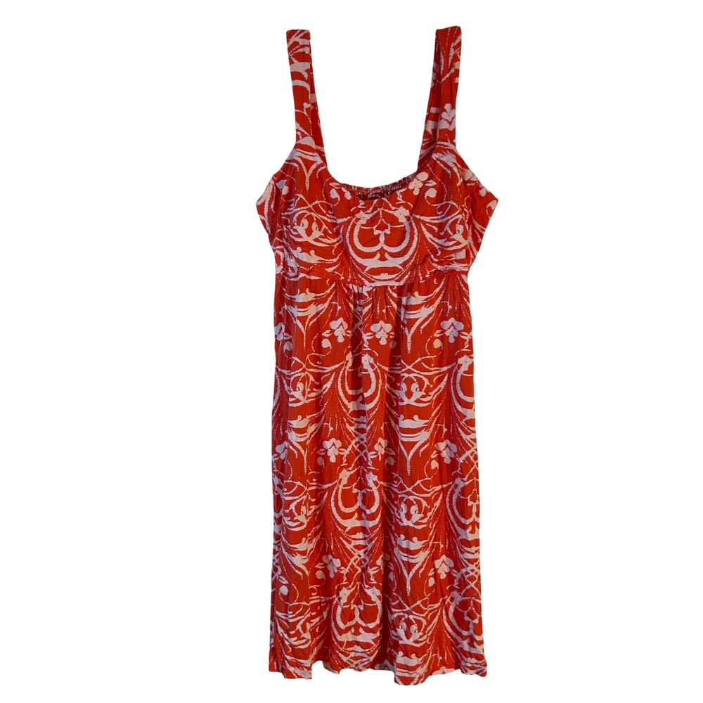 Fresh Produce Riviera Impromptu Dress XL Red Coral Abstract Scroll Smocked USA
